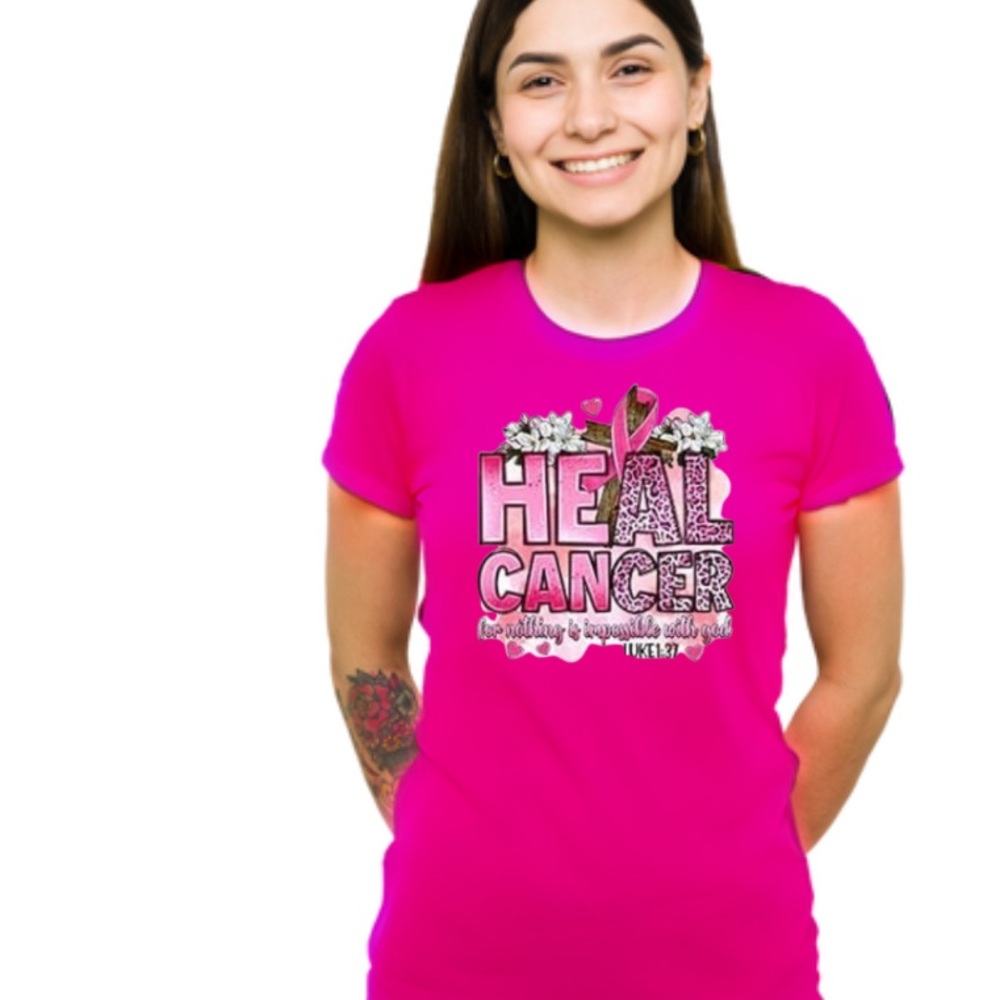 Pink Heal Cancer Graphic T-Shirt